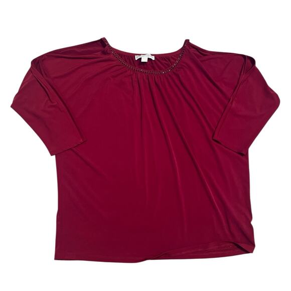 Michael Kors Red Cold Shoulder Studded Top - Size Large - Picture 1 of 5